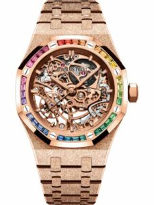 Audemars Piguet Royal Oak 37 Double Balance Wheel Openworked Frosted Pink Gold / Rainbow 15468OR.YG.1259OR.01