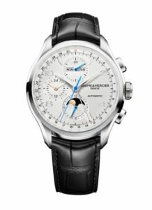 Baume & Mercier Clifton Chronograph Complete Calendar Stainless Steel / Silver / Strap 10278