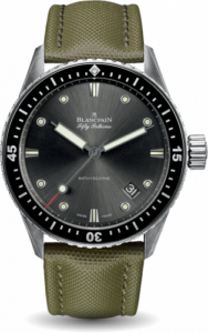 Blancpain Fifty Fathoms Bathyscaphe Stainless Steel / Grey / Sand Canvas 5000-1110-K52A
