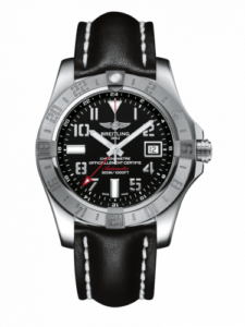 Breitling Avenger II GMT Stainless Steel / Volcano Black / Calf / Pin A3239011/BC34/435X/A20BA.1