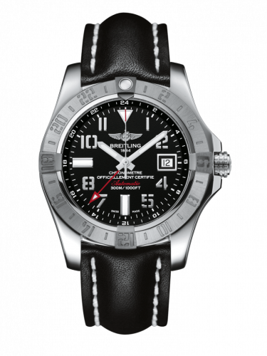 Breitling Avenger II GMT Stainless Steel / Volcano Black / Calf / Pin A3239011/BC34/435X/A20BA.1