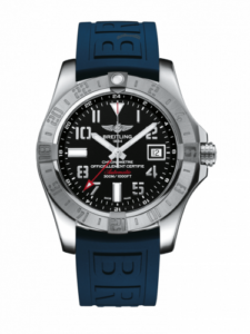 Breitling Avenger II GMT Stainless Steel / Volcano Black / Rubber / Pin A3239011/BC34/158S/A20S.1