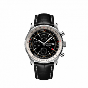 Breitling Navitimer 1 Chronograph GMT Stainless Steel / Black / Croco / Folding A24322121B2P2