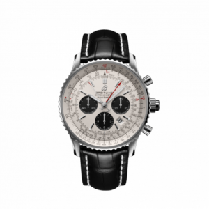 Breitling Navitimer Rattrapante Stainless Steel / Silver / Croco / Folding AB0310211G1P1