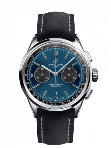 Breitling Premier B01 Chronograph 42 Stainless Steel / Blue / Anthracite Nubuck / Folding AB0118A61C1X2