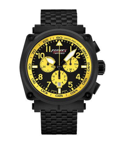 Formex Pilot Quartz Chronograph PVD / Black - Yellow / Bracelet 1100.4.3084.110
