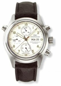 IWC Pilot's Watch Doppelchronograph Platinum / White / French / Strap IW3711-24