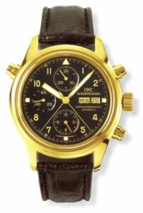 IWC Pilot's Watch Doppelchronograph Yellow Gold / Black / German IW3713-13