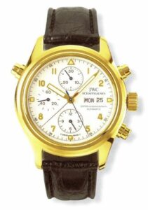 IWC Pilot's Watch Doppelchronograph Yellow Gold / White / English / Strap IW3711-11