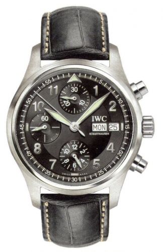 IWC Pilot's Watch Spitfire Chronograph Stainless Steel / Black / Italian / Strap IW3706-12