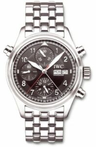 IWC Pilot's Watch Spitfire Double Chronograph Stainless Steel / Black / English / Bracelet IW3713-38