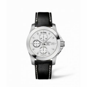 Longines Conquest Chronograph Silver Leather L3.662.4.76.0