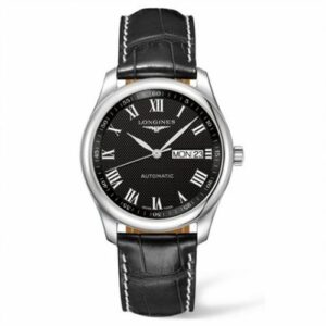 Longines Master Collection 38.5 Day Date Stainless Steel / Black-Roman / Alligator L2.755.4.51.7