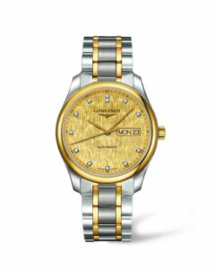 Longines Master Collection 38.5 Day Date Stainless Steel / Yellow Gold / Champagne-Linen / Bracelet L2.755.5.38.7