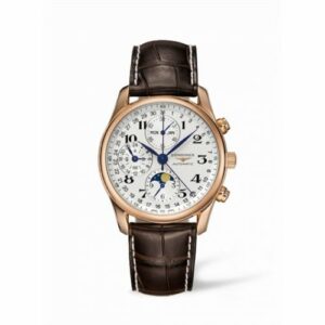 Longines Master Collection 40 Chronograph Calendar Pink Gold / Silver / Strap L2.673.8.78.3