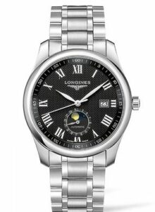 Longines Master Collection 40 Moonphase Stainless Steel / Black-Roman / Bracelet L2.909.4.51.6