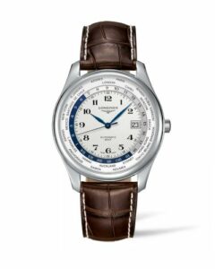 Longines Master Collection 42 World Time Stainless Steel / Silver-Arabic / Alligator L2.802.4.70.3