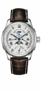 Longines Master Collection 44 Retrograde Moonphase Stainless Steel / Silver-Roman / Alligator L2.739.4.71.3