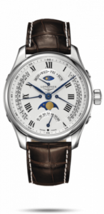 Longines Master Collection 44 Retrograde Moonphase Stainless Steel / Silver-Roman / Alligator XL L2.739.4.71.5