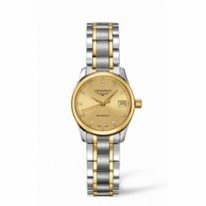 Longines Master Collection Date 25.5 Stainless Steel - Yellow Gold / Champagne / Bracelet L2.128.5.37.7