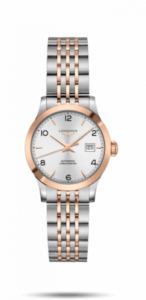 Longines Record 30mm Stainless Steel / Pink Gold / Silver-Arabic / Bracelet L2.321.5.76.7