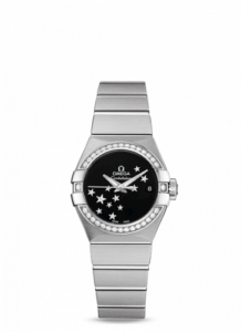 Omega Constellation Co-Axial 27 Brushed Stainless Steel / Diamond / Black Stars 123.15.27.20.01.001