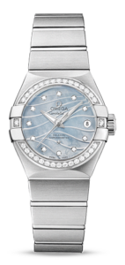 Omega Constellation Co-Axial 27 Brushed Stainless Steel / Diamond / Wavy Blue MOP 123.15.27.20.57.001