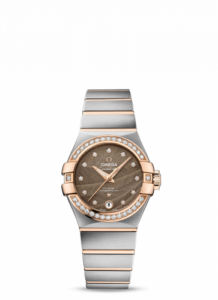 Omega Constellation Co-Axial 27 Brushed Stainless Steel / Red Gold / Diamond / Brown Feather 123.25.27.20.63.001