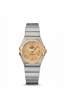 Omega Constellation Co-Axial 27 Brushed Stainless Steel / Yellow Gold / Diamond Bezel / Champagne Supernova 123.25.27.20.58.001