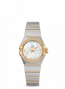 Omega Constellation Co-Axial 27 Brushed Stainless Steel / Yellow Gold / Diamond / MOP Stars 123.25.27.20.05.001
