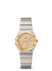 Omega Constellation Quartz 27 Brushed Stainless Steel / Yellow Gold / Champagne MOP 123.20.27.60.57.001