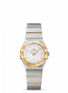 Omega Constellation Quartz 27 Brushed Stainless Steel / Yellow Gold / Wavy MOP 123.20.27.60.55.005