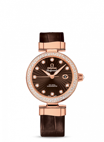 Omega LadyMatic Co-Axial 34 Red Gold / Diamond / Brown 425.68.34.20.63.001