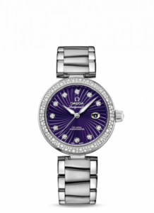 Omega LadyMatic Co-Axial 34 Stainless Steel / Diamond / Purple / Bracelet 425.35.34.20.60.001