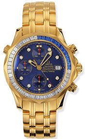 Omega Seamaster Diver 300M Automatic 41.5 Chronograph Yellow Gold / Diamond / Sapphire / Blue / Bracelet 2194.85.00