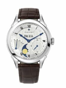 Pequignet Rue Royale Moonphase Stainless Steel / Silver Guilloche / Brown Alligator 9010437CG