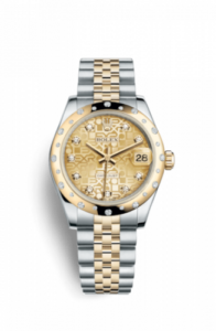 Rolex Datejust 31 Rolesor Yellow Domed Diamond / Jubilee / Champagne Computer 178343-0053