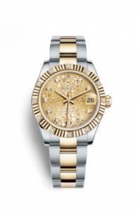 Rolex Datejust 31 Rolesor Yellow Fluted Diamond / Oyster / Champagne Computer 178313-0056