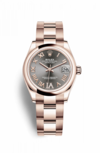 Rolex Datejust 31 Rose Gold / Domed / Grey - Roman / Oyster 278245-0031