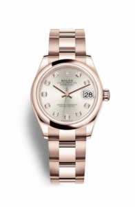 Rolex Datejust 31 Rose Gold / Domed / Silver - Diamond / Oyster 278245-0037