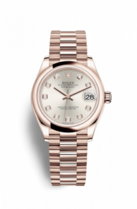 Rolex Datejust 31 Rose Gold / Domed / Silver - Diamond / President 278245-0038