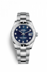 Rolex Datejust 31 Stainless Steel Domed Diamond / Oyster / Blue - Diamond 178344-0029