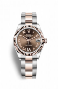 Rolex Datejust 31 Stainless Steel/ Rose Gold / Fluted / Chocolate - Roman / Oyster 278271-0003