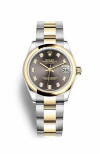 Rolex Datejust 31 Stainless Steel / Yellow Gold / Domed / Grey - Diamond / Oyster 278243-0021