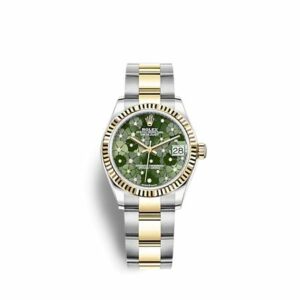 Rolex Datejust 31 Stainless Steel / Yellow Gold / Fluted / Olive - Floral / Oyster 278273-0031