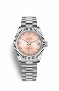 Rolex Datejust 31 White Gold Fluted / President / Pink Diamond 178279-0036