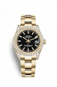 Rolex Datejust 31 Yellow Gold Diamond / Oyster / Black 178158-0089