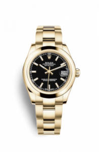 Rolex Datejust 31 Yellow Gold Domed / Oyster / Black 178248-0019