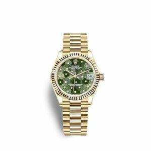 Rolex Datejust 31 Yellow Gold - Fluted / Olive - Floral / President 278278-0046