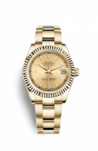 Rolex Datejust 31 Yellow Gold Fluted / Oyster / Champagne 178278-0070